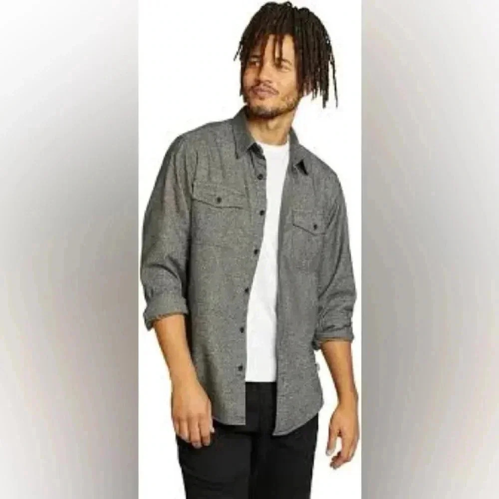 Mountain Ridge Men’s XL Gray Flannel Button-Up Shirt – Classic Casual Style